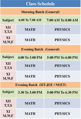 Class Schedule 2022 23