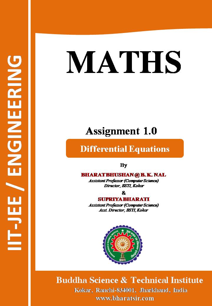 Download Assignment 1.0  of Differential Equations for Class XII (IIT-JEE/ Engineering) by Bharat Sir